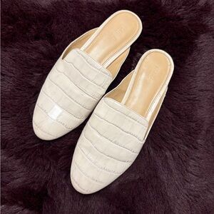 Michael Kors Off-White Croc-Embossed Mules